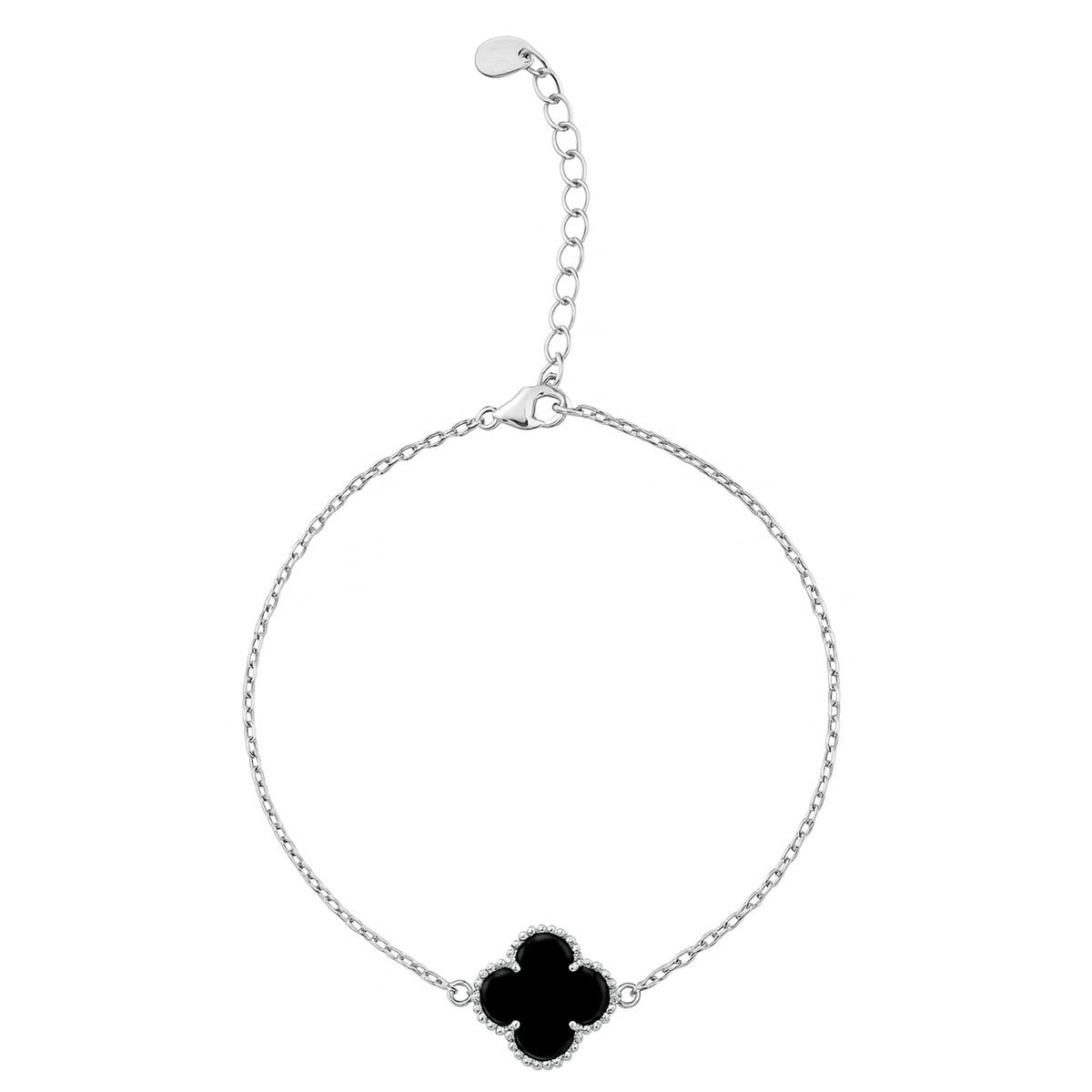 Pulsera Flor Inspirada Van C Piedras Naturales Plata .925 con Rodio