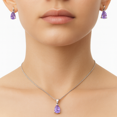 Juego Circonia en Forma de Gota Plata .925