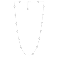 Collar Flores Inspirado Van C Largo Piedras Naturales Plata .925 con Rodio