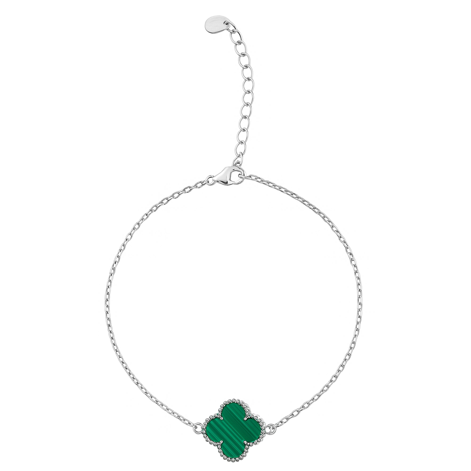 Pulsera Flor Inspirada Van C Piedras Naturales Plata .925 con Rodio