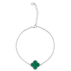 Pulsera Flor Inspirada Van C Piedras Naturales Plata .925 con Rodio