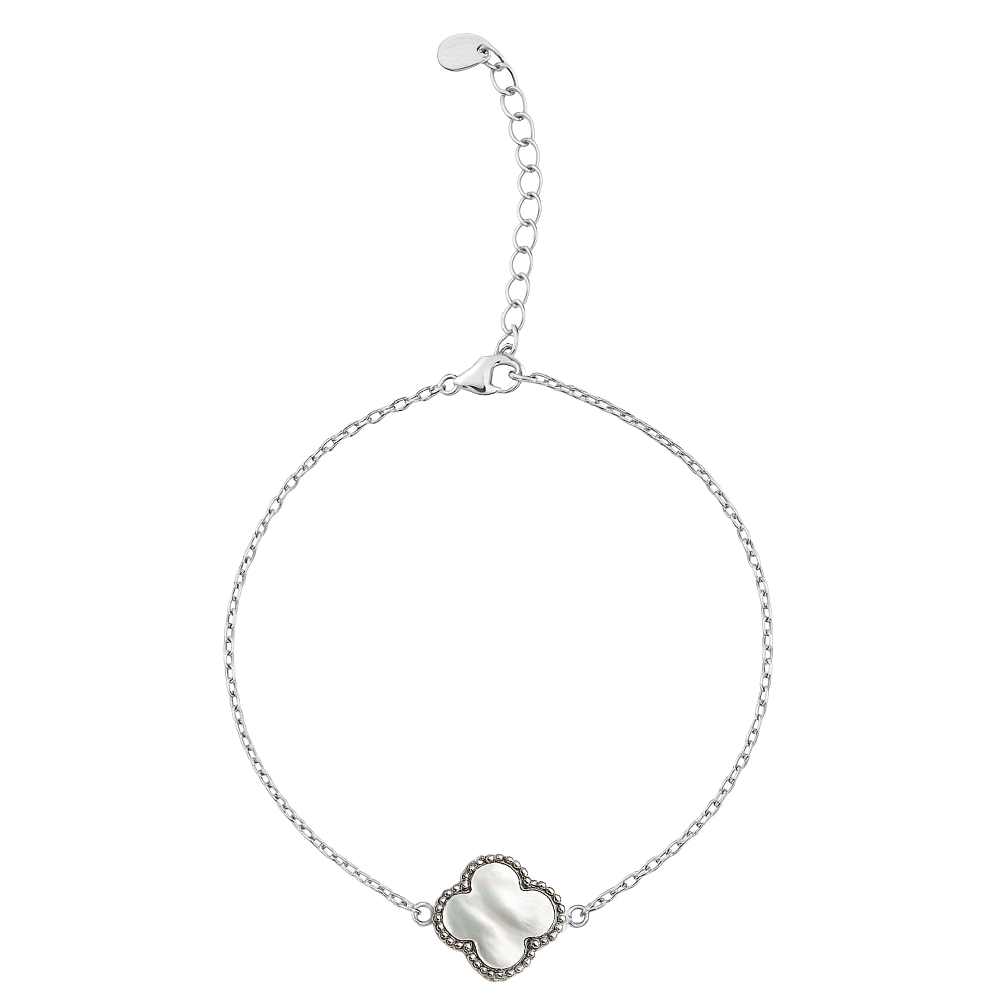 Pulsera 1 Flor Inspirada Van C Piedras Naturales Plata .925 con Baño de Rodio