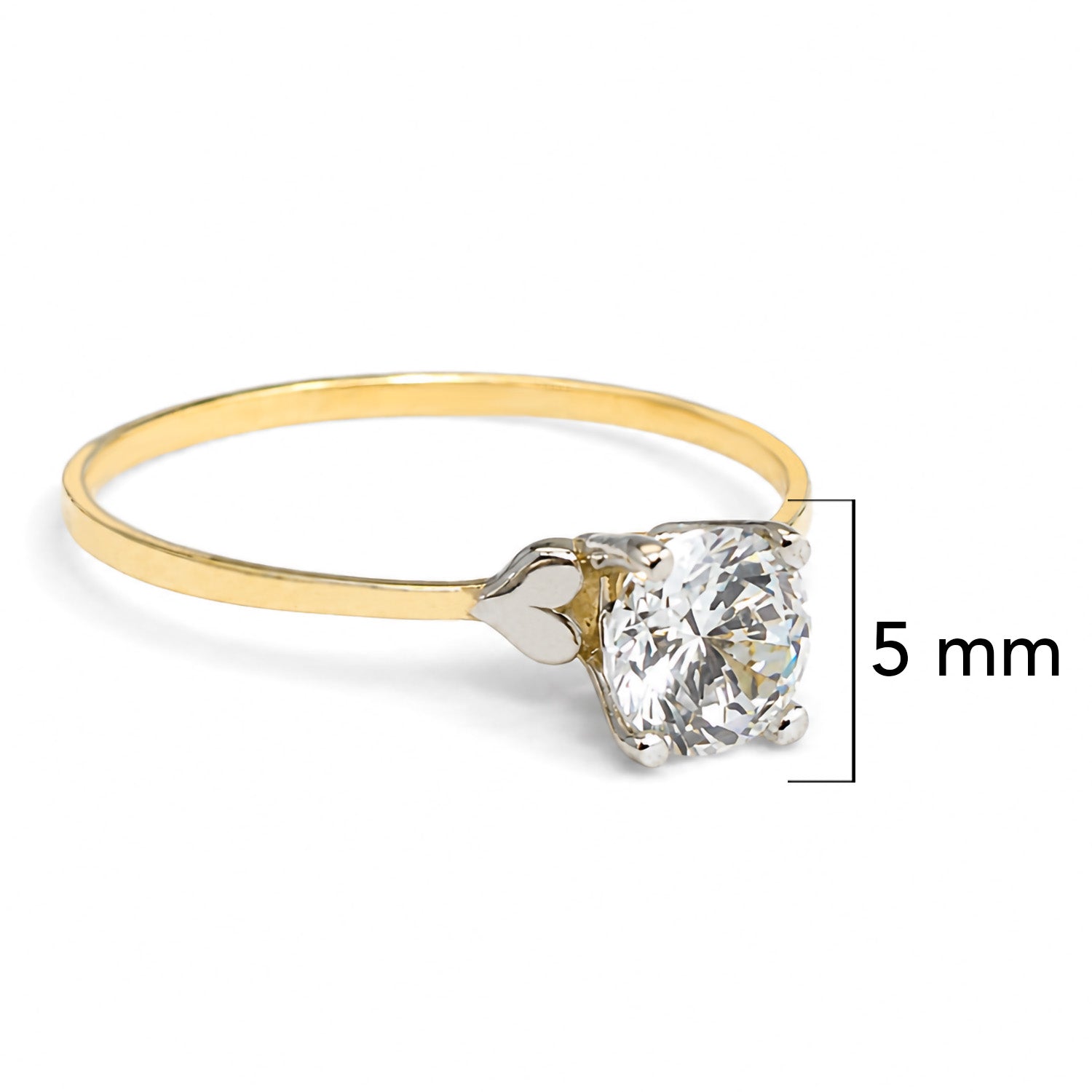 Anillo Solitario Maxi con Dos Corazones Oro 10K