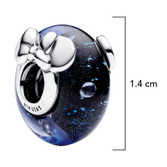 Charm Inspirado Pan 1:1 de Cristal Murano Minnie Mickey Plata .925