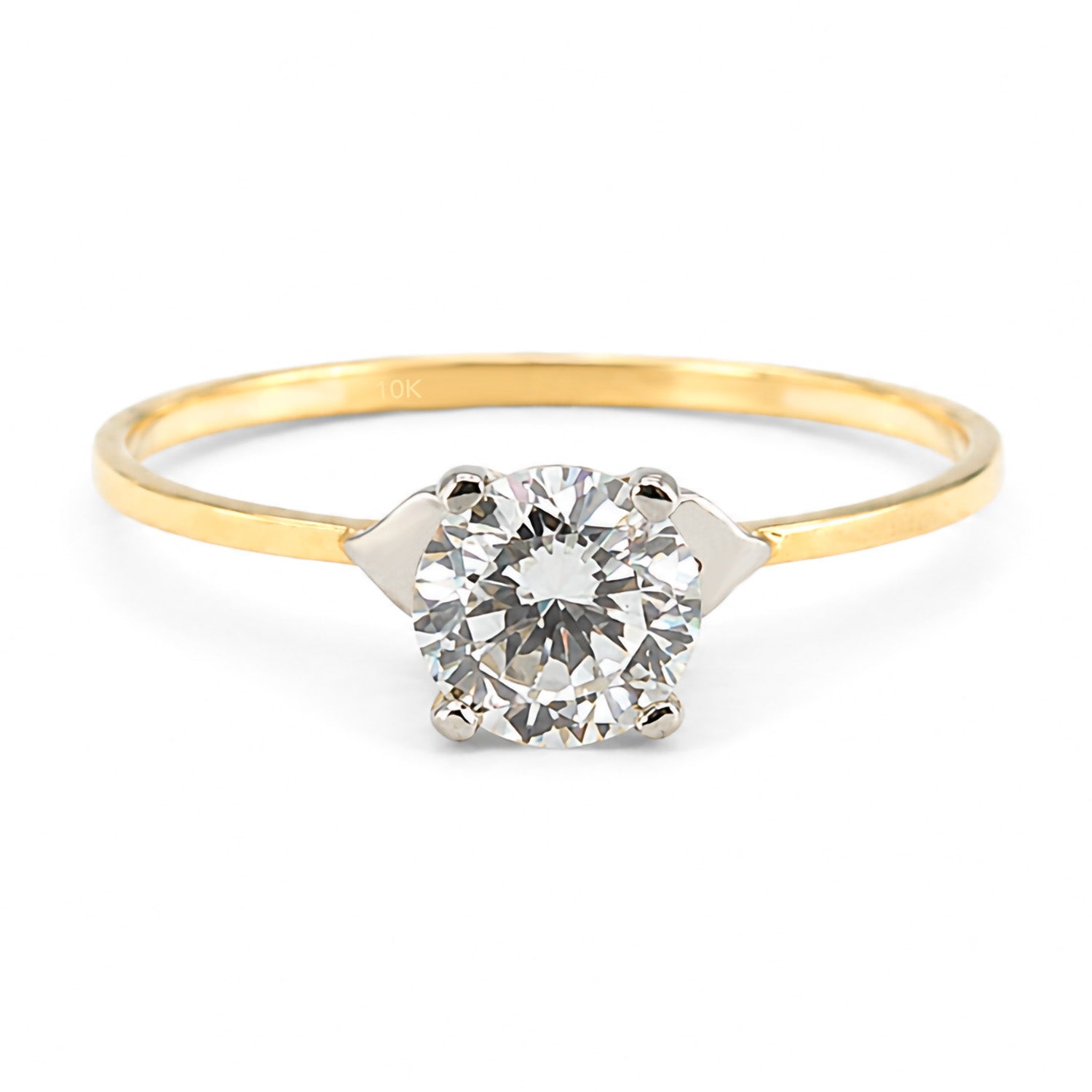 Anillo Solitario Maxi con Dos Corazones Oro 10K