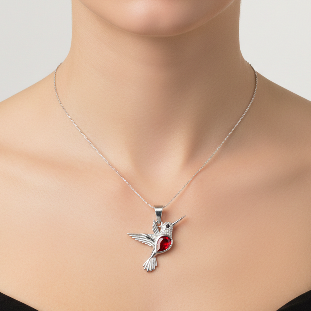Dije Colibri con Circonia y Micro Circonias 2.5cm Plata .925
