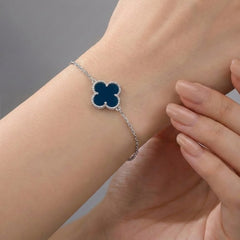 Pulsera Flor Inspirada Van C Piedras Naturales Plata .925 con Rodio