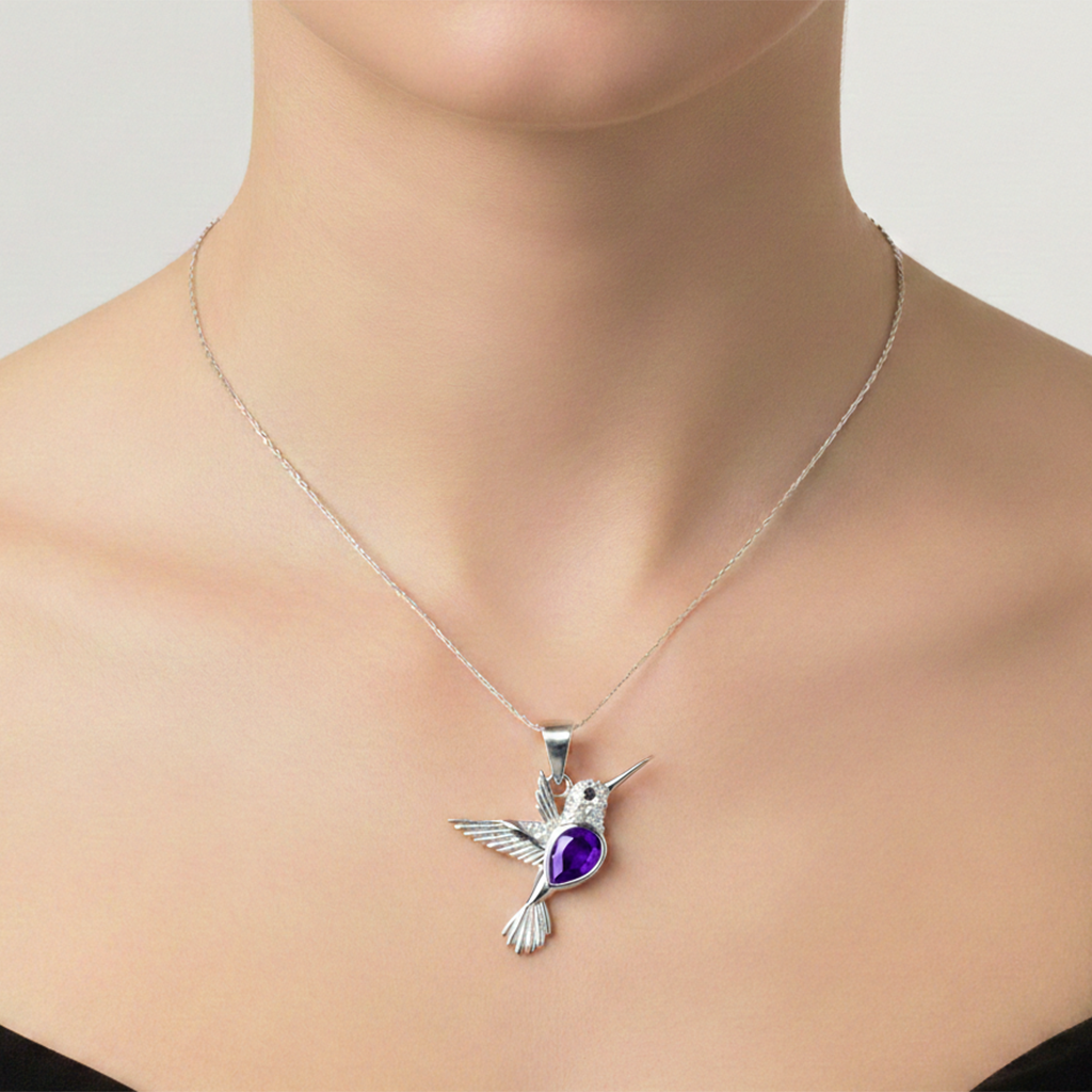 Dije Colibri con Circonia y Micro Circonias 2.5cm Plata .925
