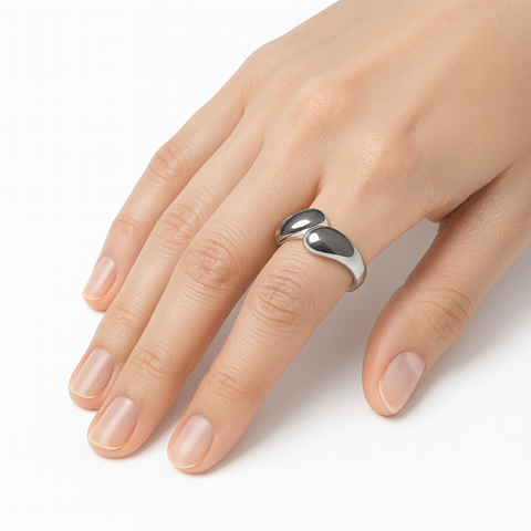 Anillo liso doble gota Plata .925