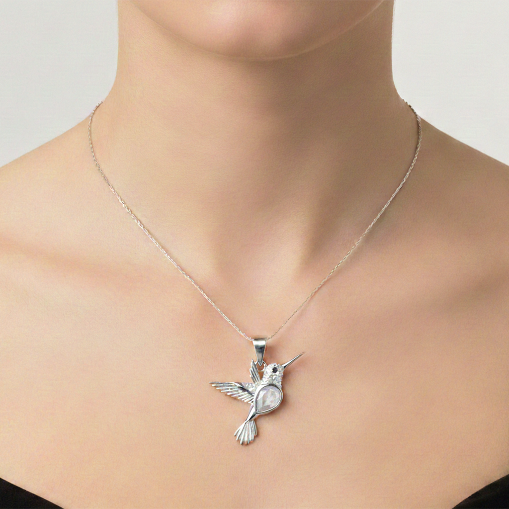 Dije Colibri con Circonia y Micro Circonias 2.5cm Plata .925