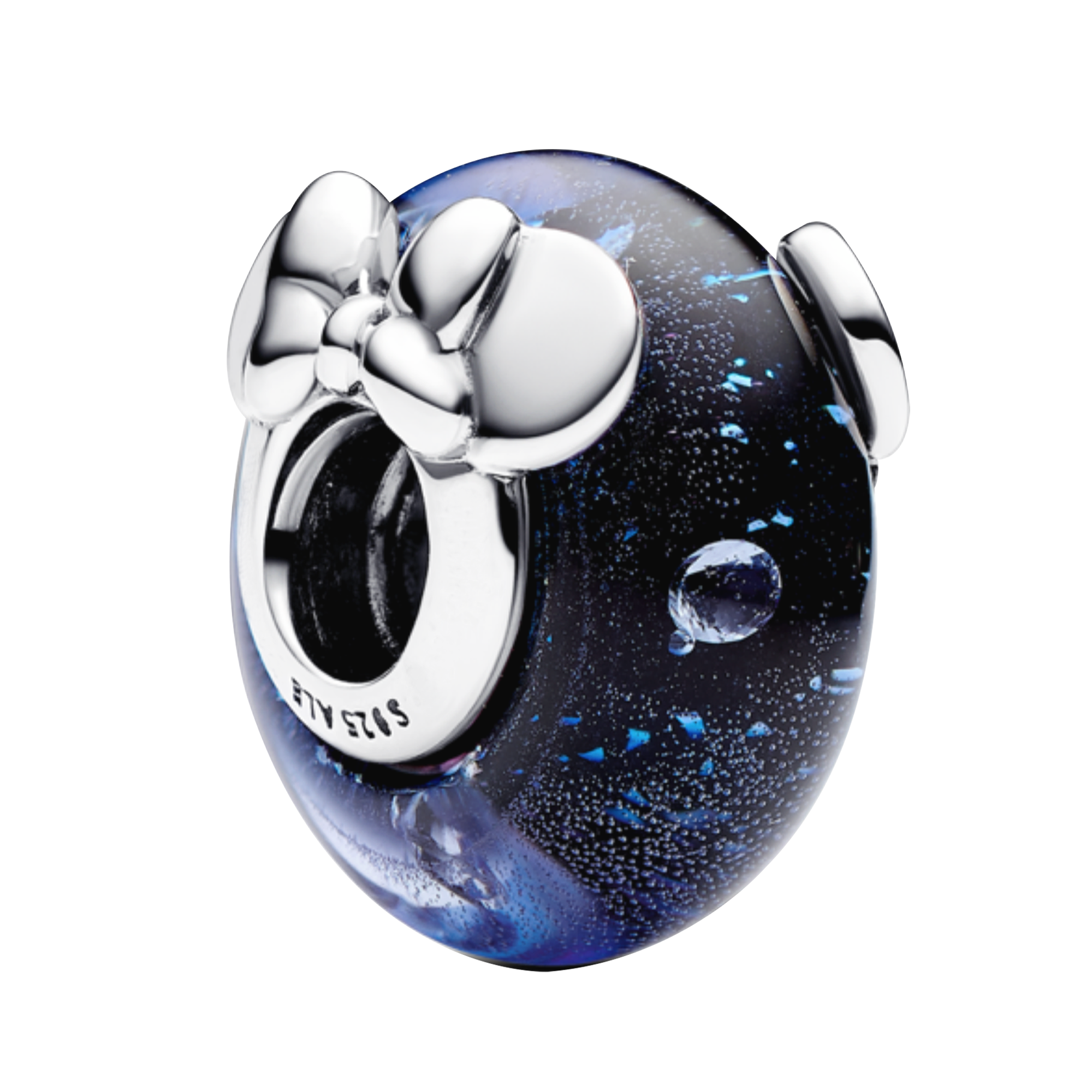 Charm Inspirado Pan 1:1 de Cristal Murano Minnie Mickey Plata .925