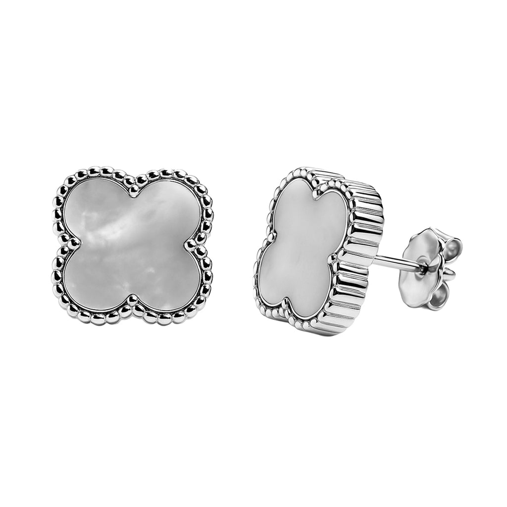 Arete Broquel Arete Flor Chica 8 mm Inspirado Van C Plata .925