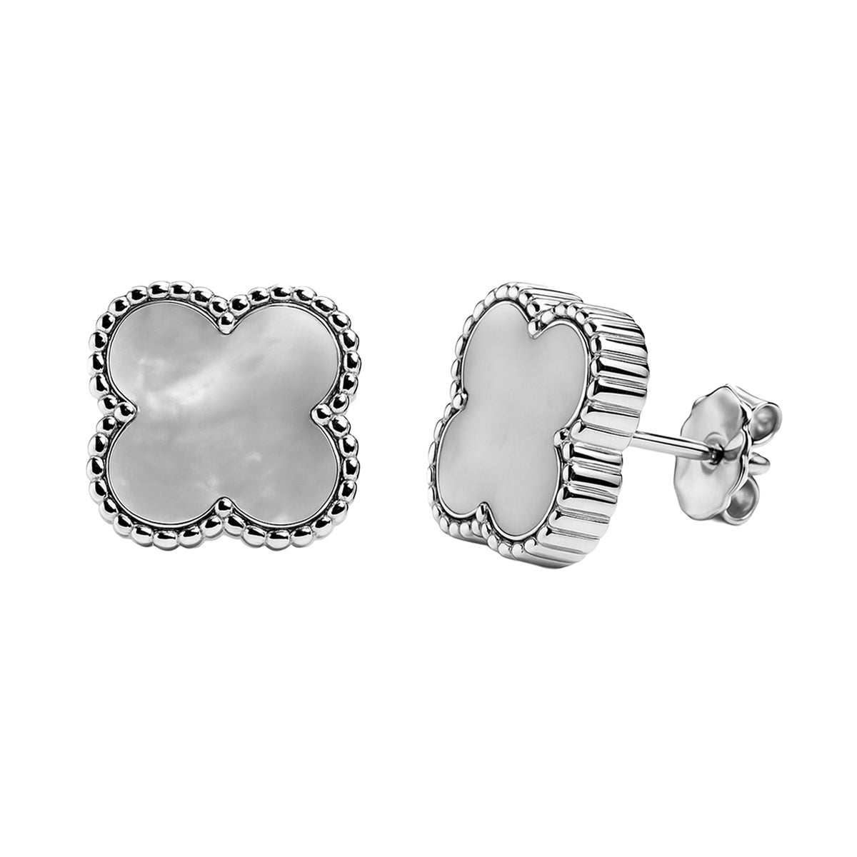 Arete Broquel Arete Flor Chica 8 mm Inspirado Van C Plata .925