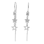 Arete Largo Estilo Violador Estrellas con Circonias Plata .925