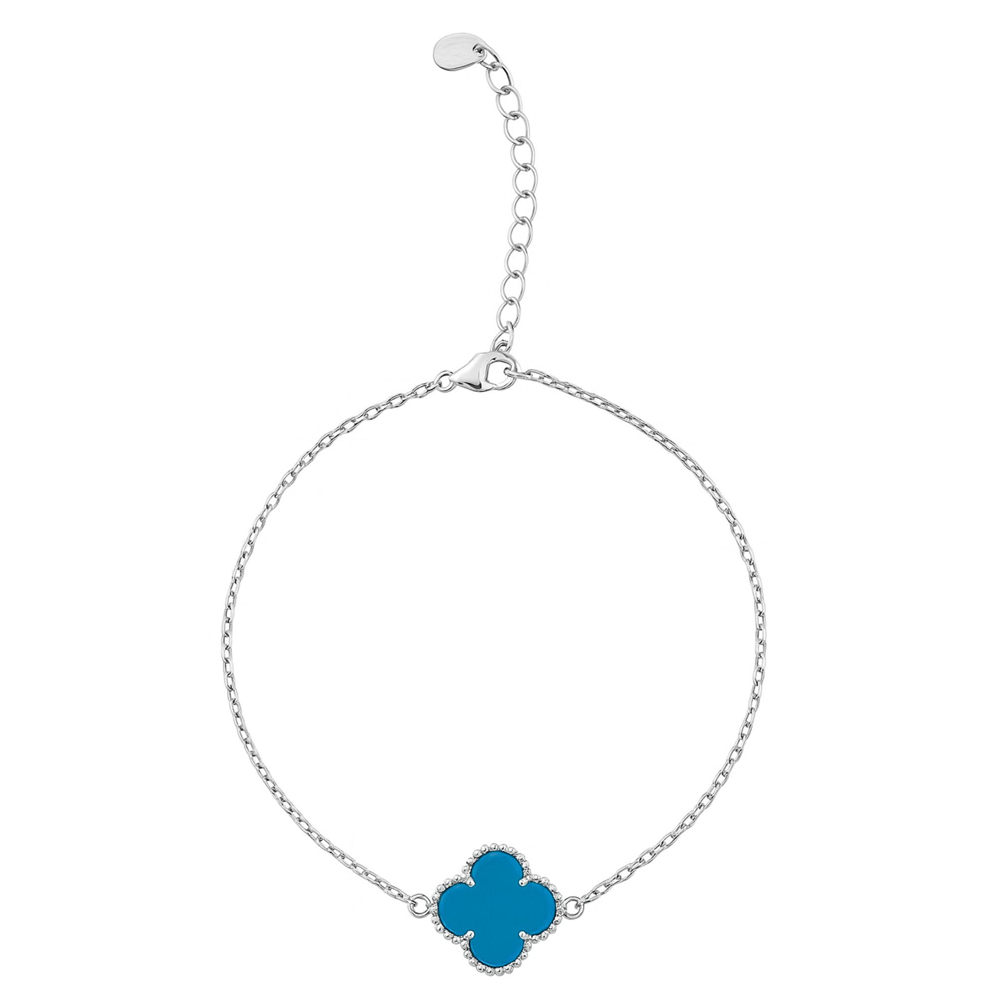 Pulsera 1 Flor Inspirada Van C Piedras Naturales Plata .925 con Baño de Rodio