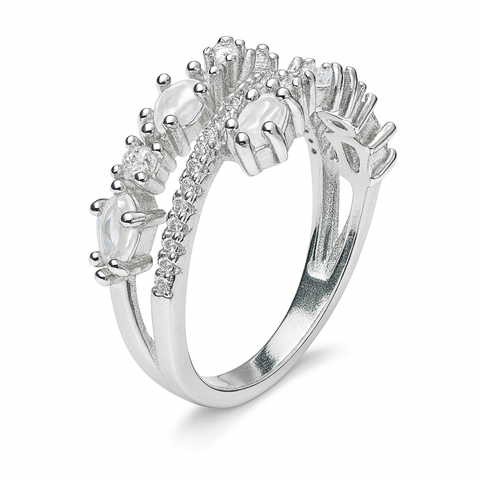 Anillo 3 lineas circonias Plata .925