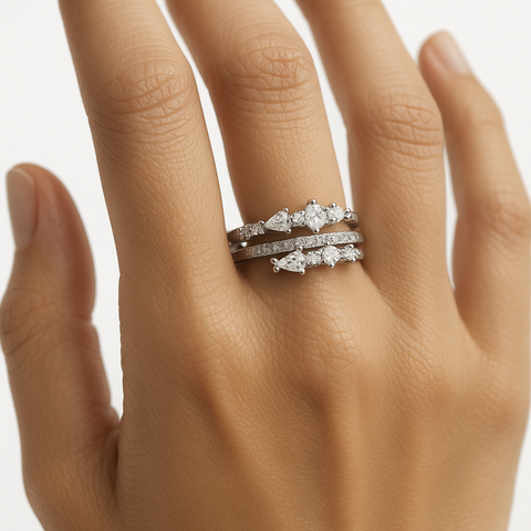 Anillo 3 lineas circonias Plata .925