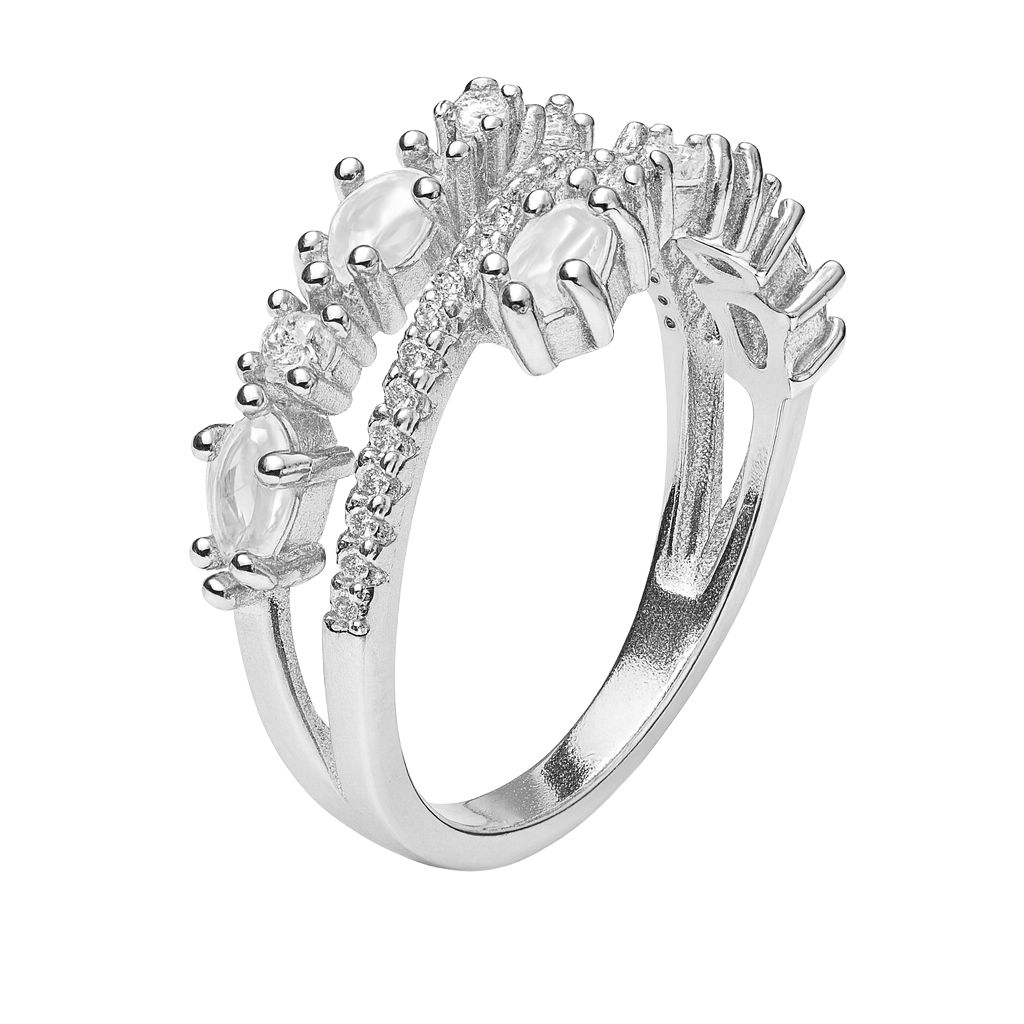 Anillo Triple con Circonias Plata .925 con Baño de Rodio