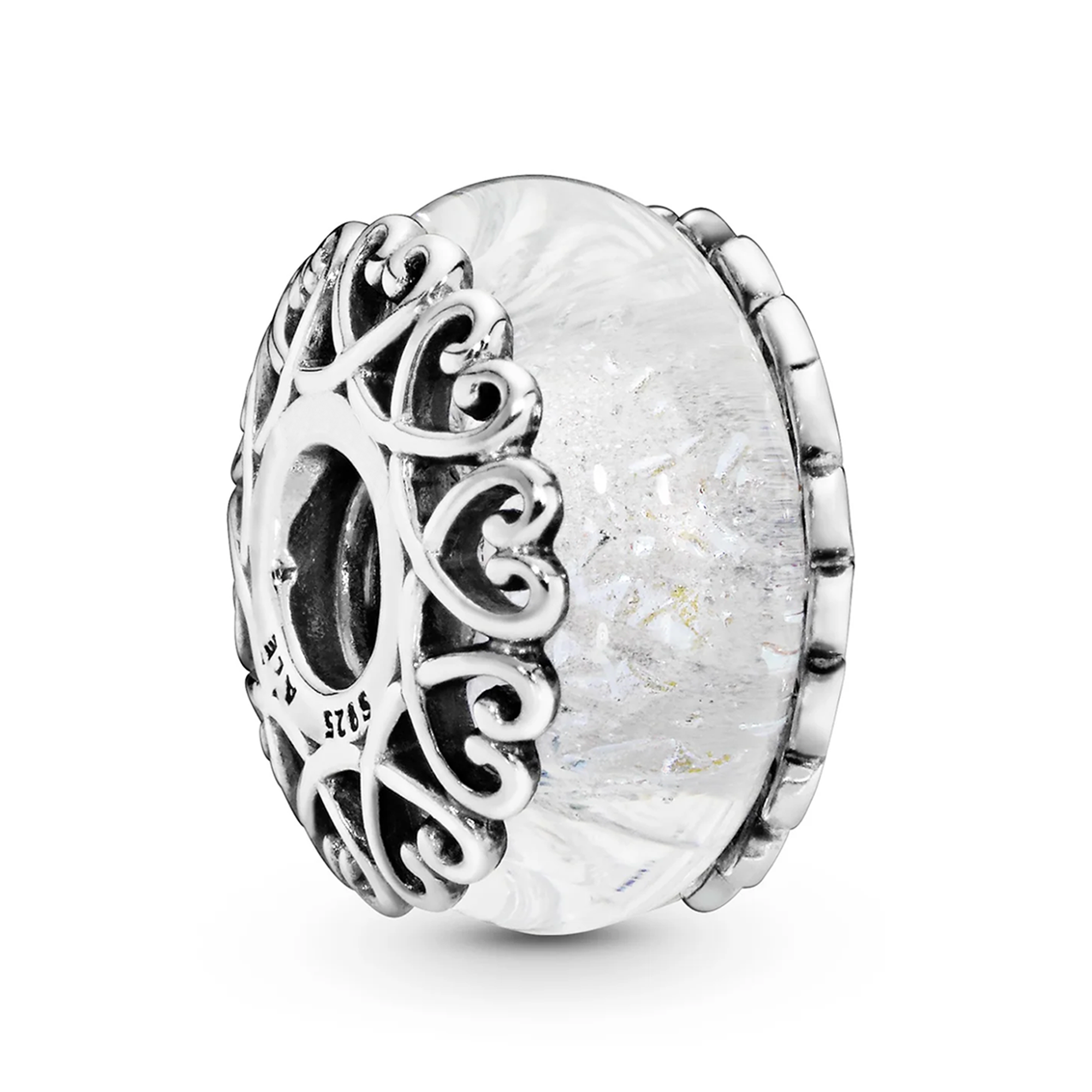 Charm Inspirado Pan 1:1 de Cristal Murano Blanco Plata .925