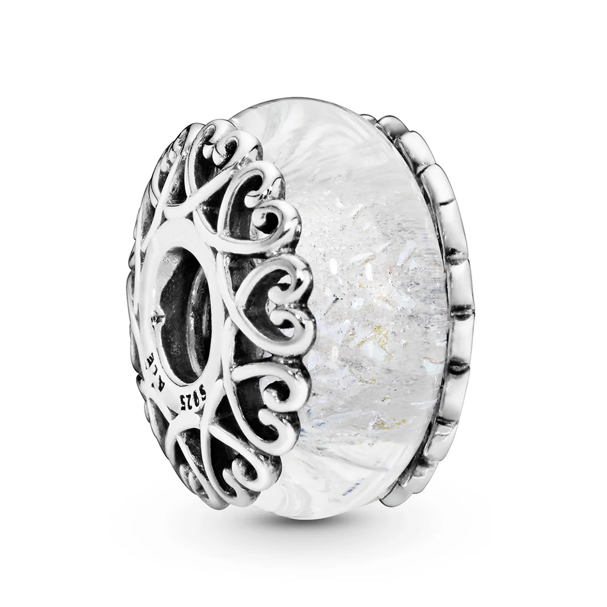 Charm Inspirado Pan 1:1 de Cristal Murano Blanco Plata .925