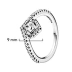 Anillo Pan 1:1 Deseos con Micro Circonias y Circonia Cuadrada , Plata .925