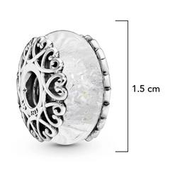 Charm Inspirado Pan 1:1 de Cristal Murano Blanco Plata .925