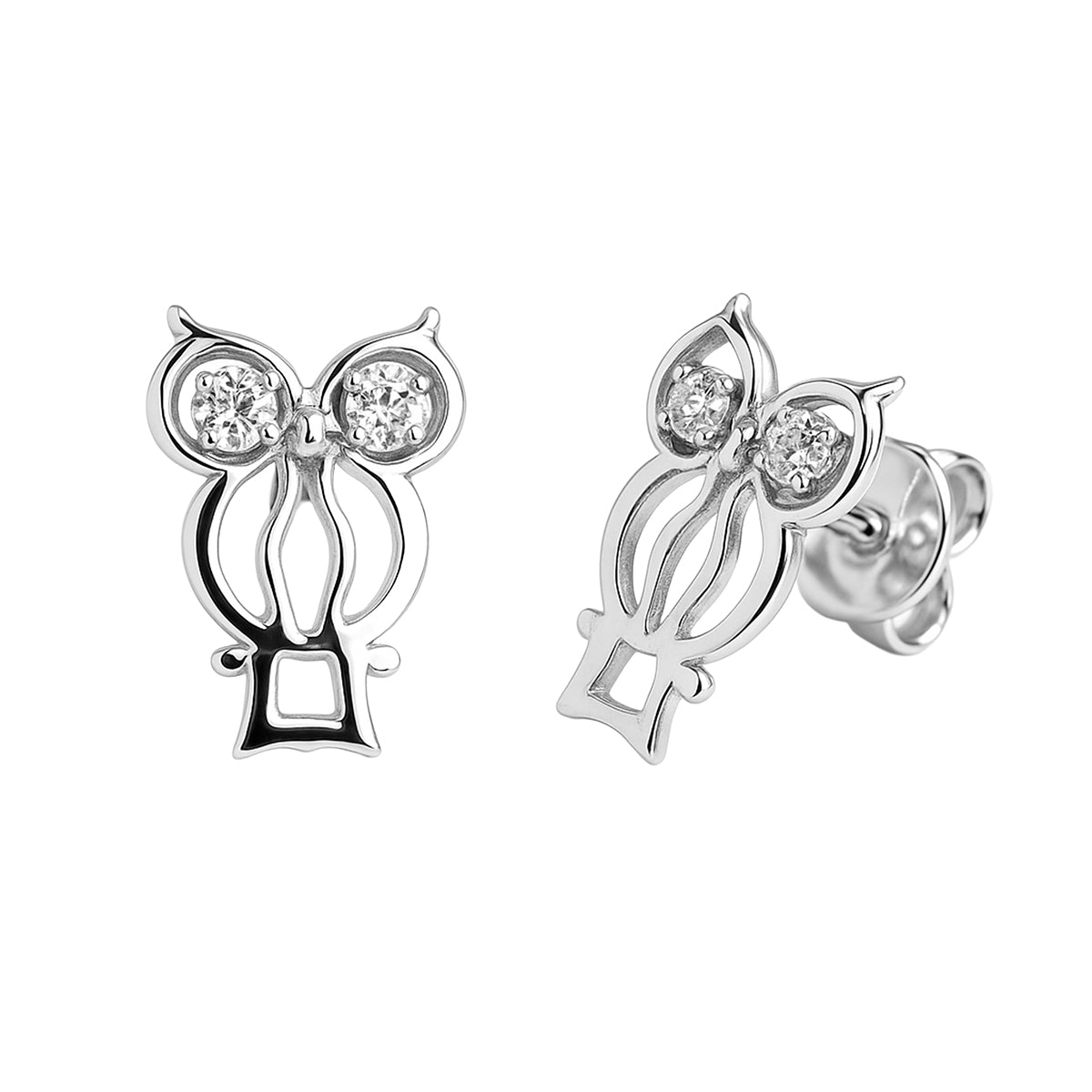 Arete Broquel Silueta de Buho con Circonia Plata .925