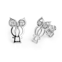 Broquel Silueta de Buho con Circonia Plata .925