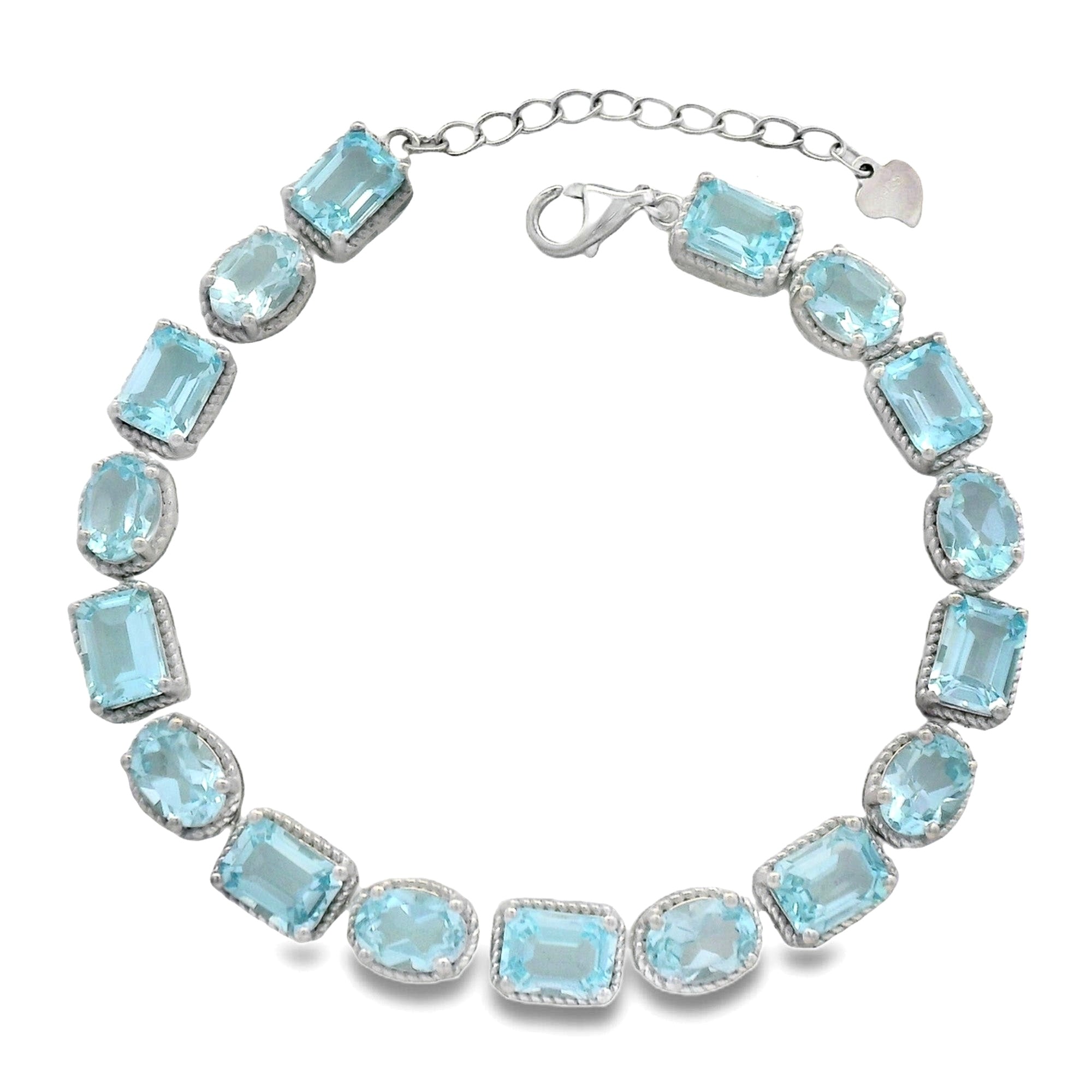 Pulsera Piedra Preciosa Topacio, Plata .925 con Baño de Rodio