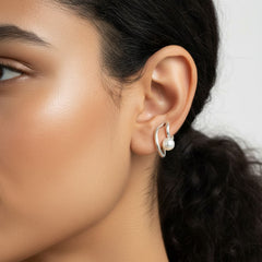 Grapa Media Luna con Perla Hecho a Mano Plata .925