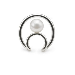 Grapa Media Luna con Perla Hecho a Mano Plata .925