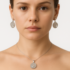 Juego Mariposa con Circonia y Grecas Plata .925