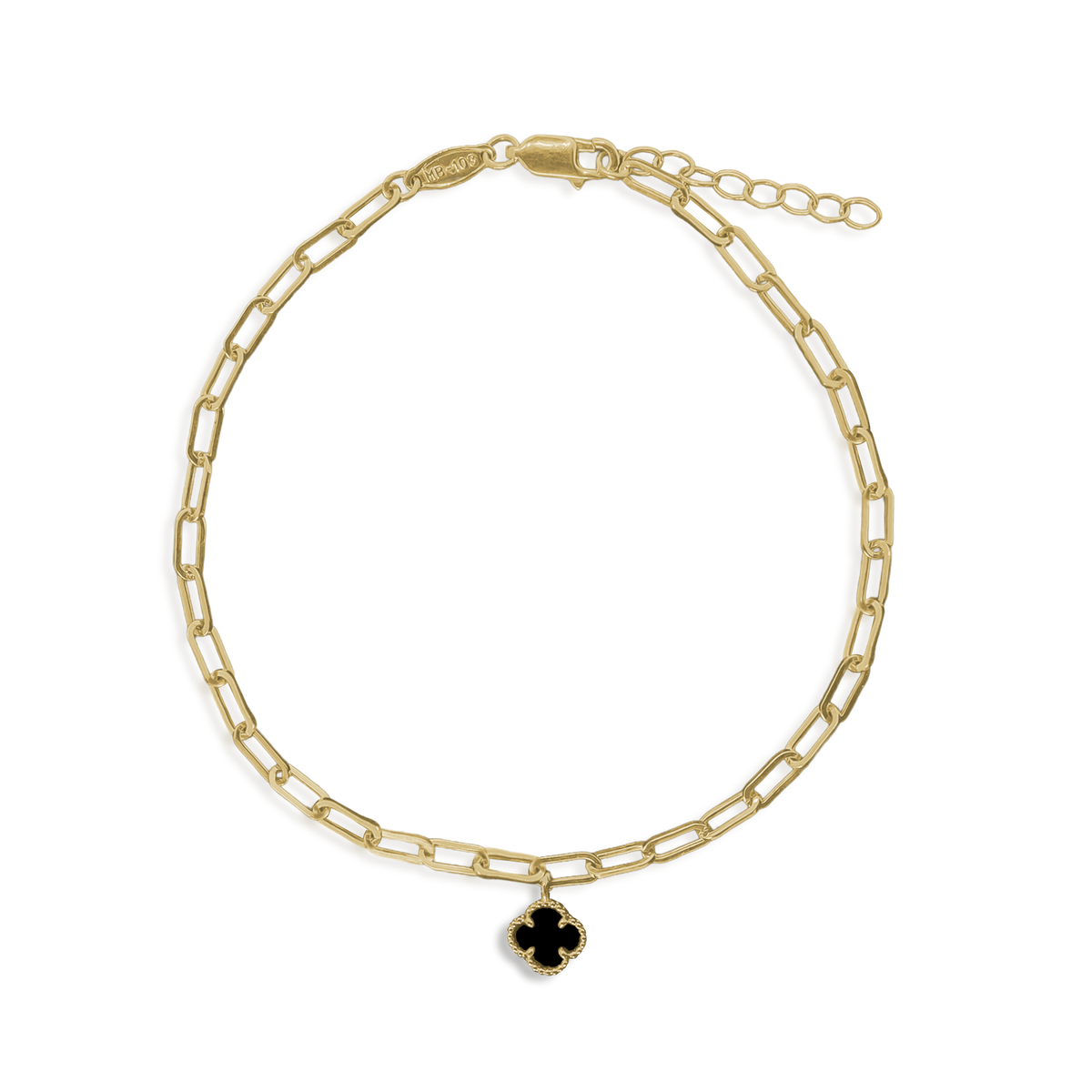 Pulsera Flor Inspirada Van C Onix 18cm Oro 10K