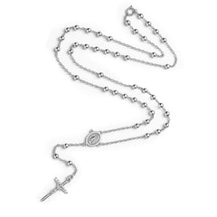 Rosario con Crucifijo y Virgen de Guadalupe Ovalada Plata .925