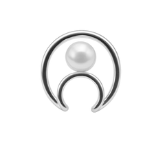 Grapa Media Luna con Perla Hecho a Mano Plata .925