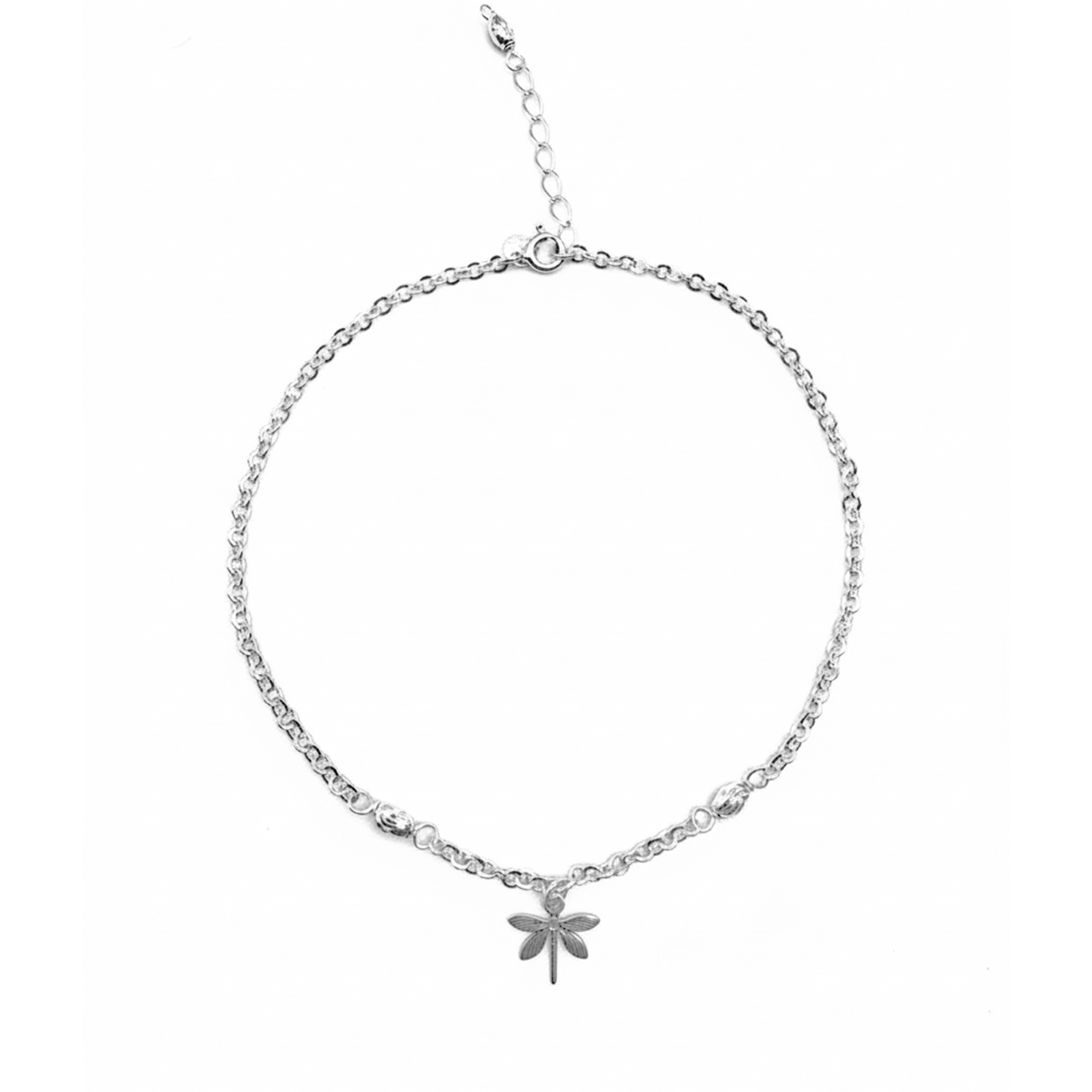 Tobillera Dije Libelula con Cadena Eslabones Plata .925