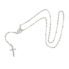 Rosario con Crucifijo y Virgen de Guadalupe Ovalada Plata .925