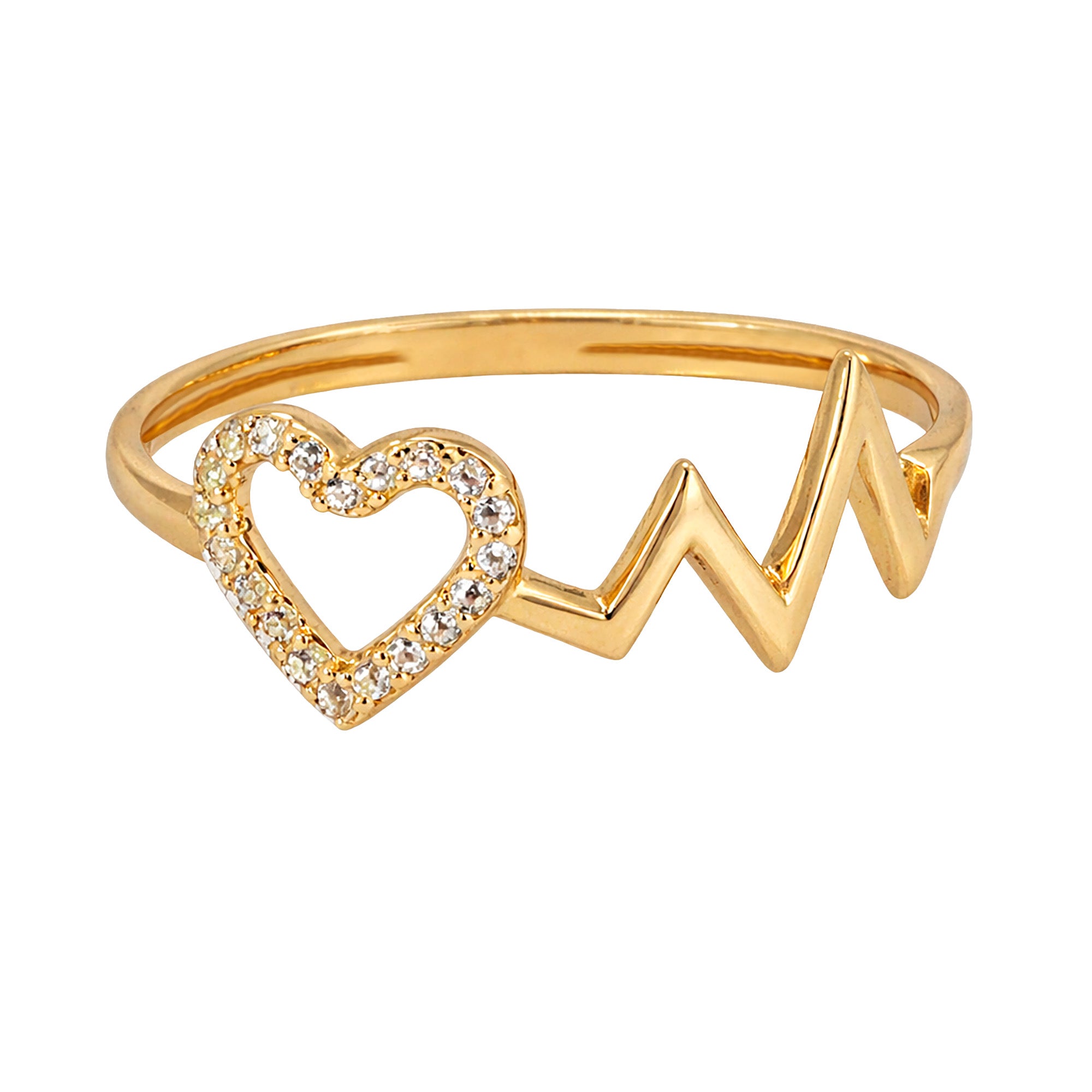 Anillo Corazón Latido con Micro Circonias Oro 10K