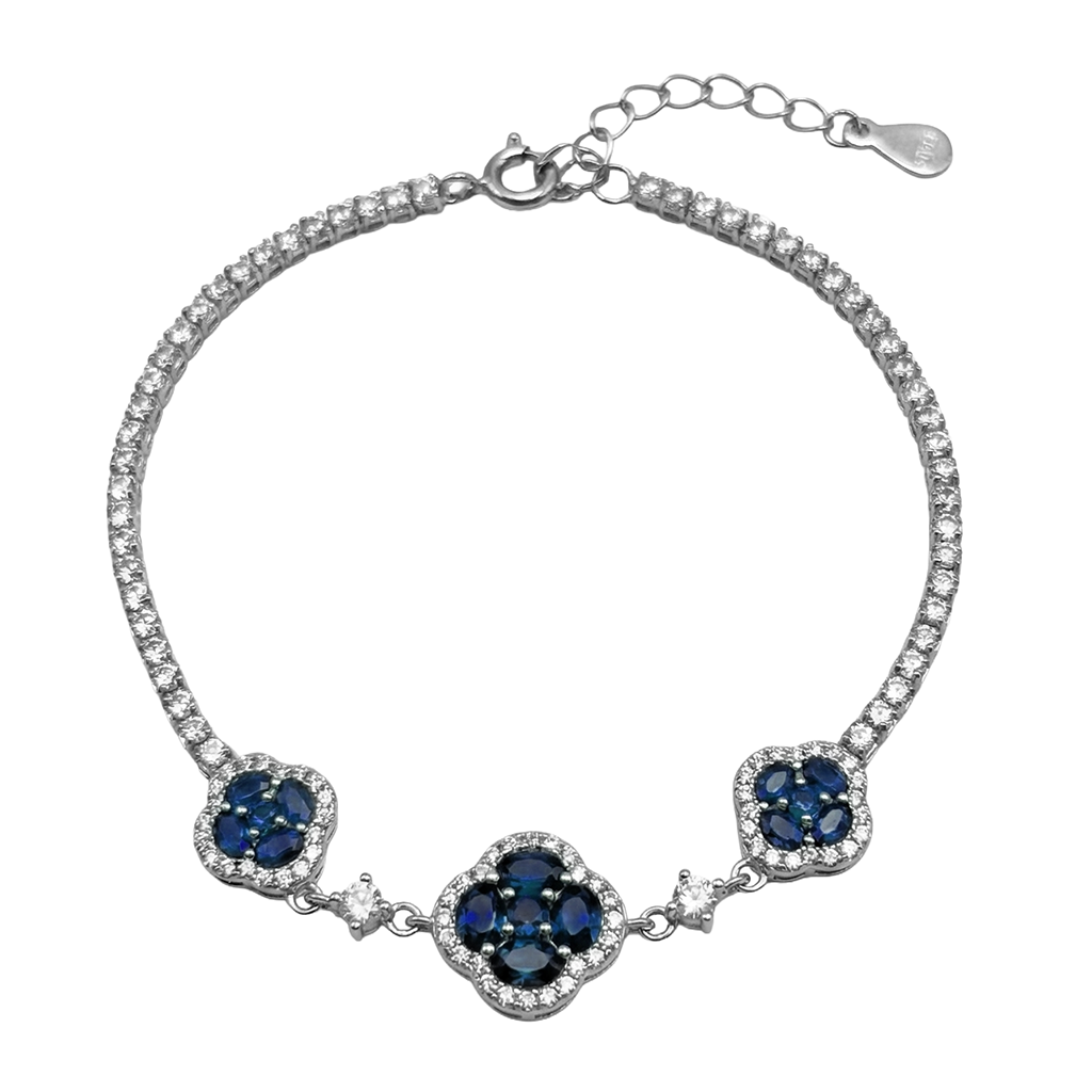 Pulsera Trebol con Circonias Plata .925