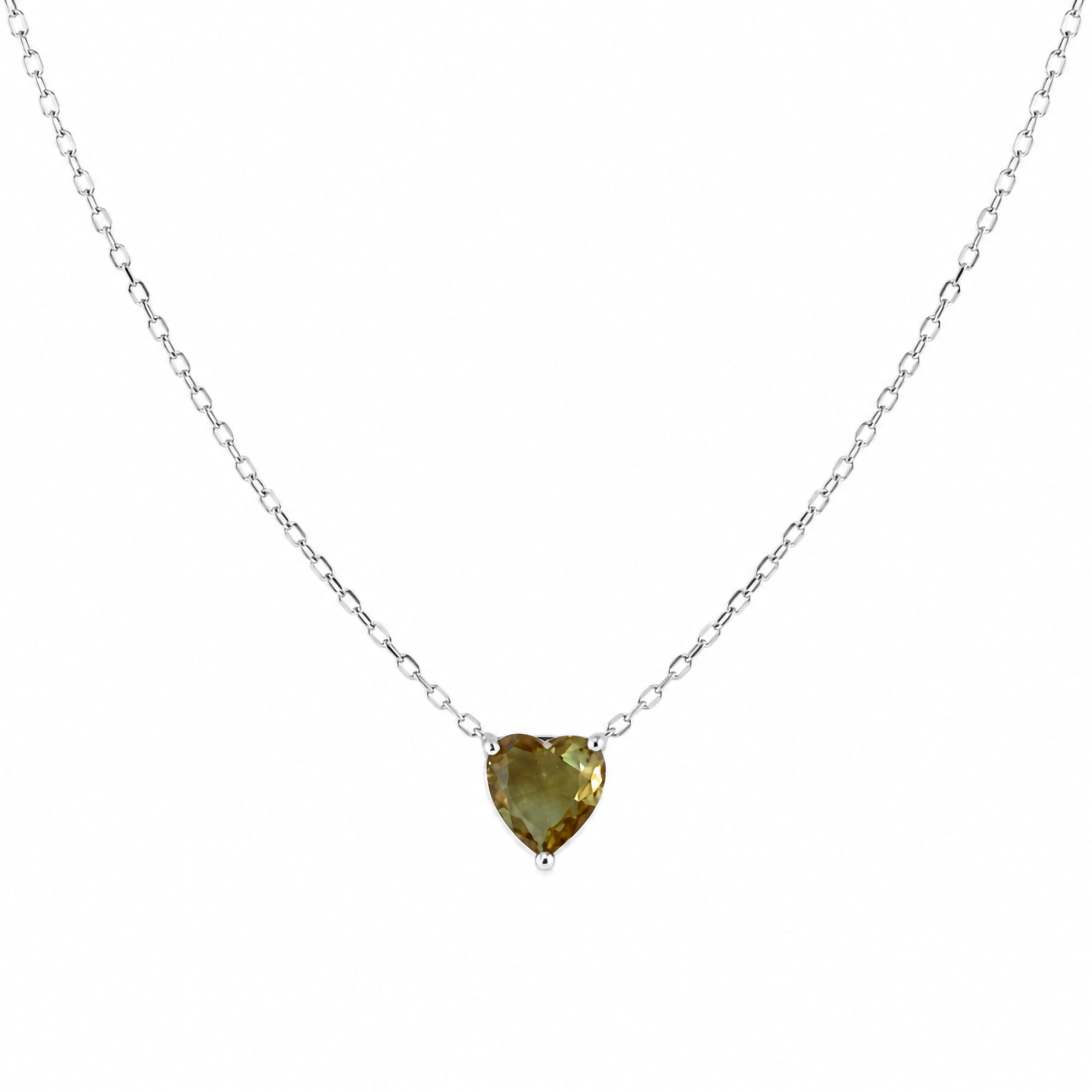 Collar Piedras SemiPreciosas Corazón de Zultanita, Plata .925 con Baño de Rodio