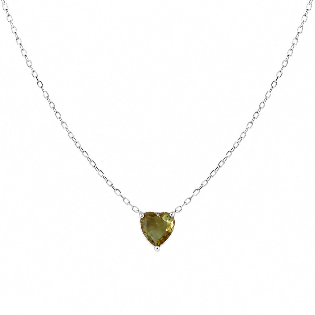 Collar Piedras SemiPreciosas Corazón de Zultanita, Plata .925 con Baño de Rodio