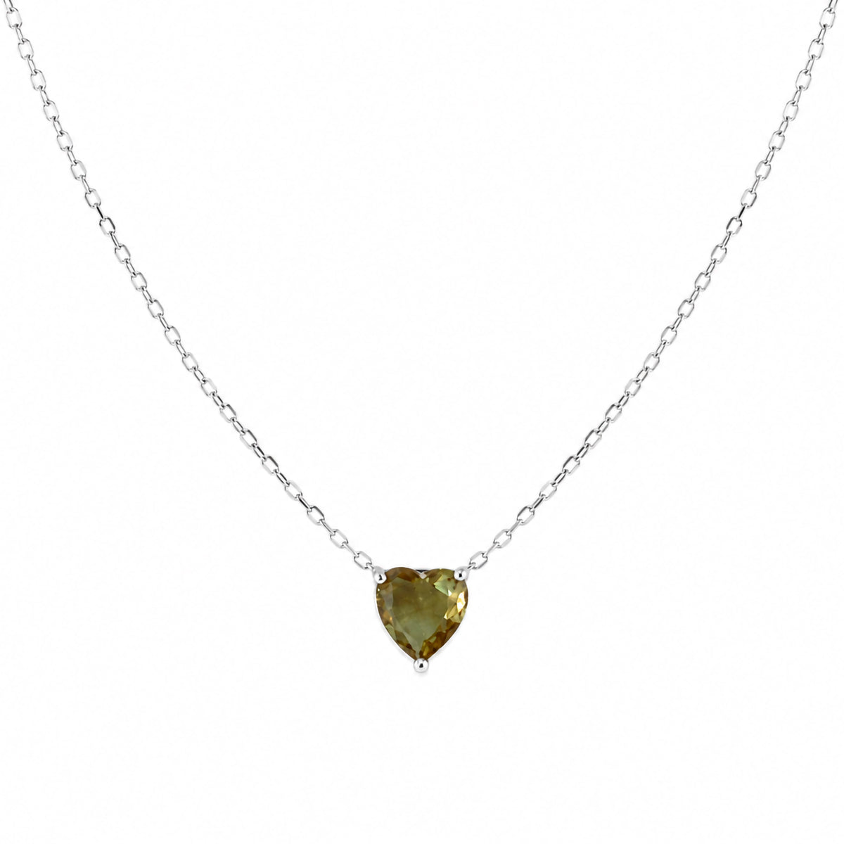 Collar Piedras SemiPreciosas Corazón de Zultanita, Plata .925 con Baño de Rodio