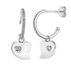 Arracada Dije Corazon con Micro Circonias Doble Funcionalidad de 2.3cm Plata .925