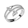 Anillo Espiral con Micro Circonias y Circonias Baguette Plata .925 con Baño de Rodio