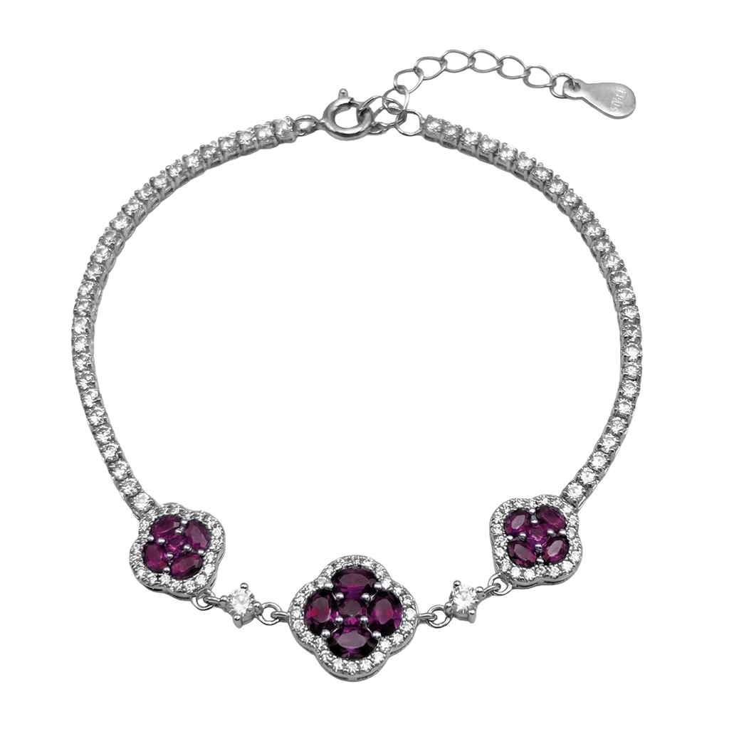 Pulsera Trebol con Circonias Plata .925
