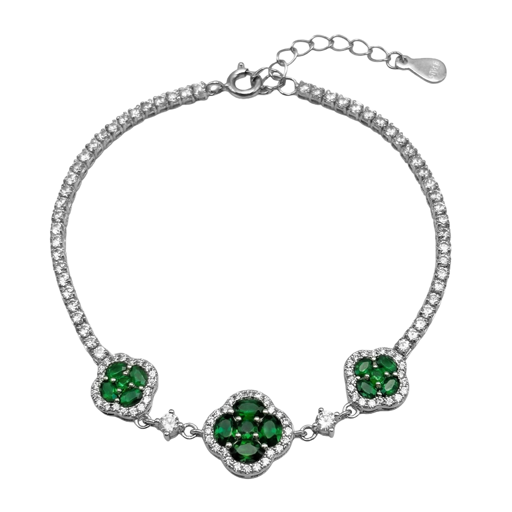 Pulsera Trebol con Circonias Plata .925