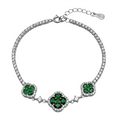 Pulsera Trebol con Circonias Plata .925