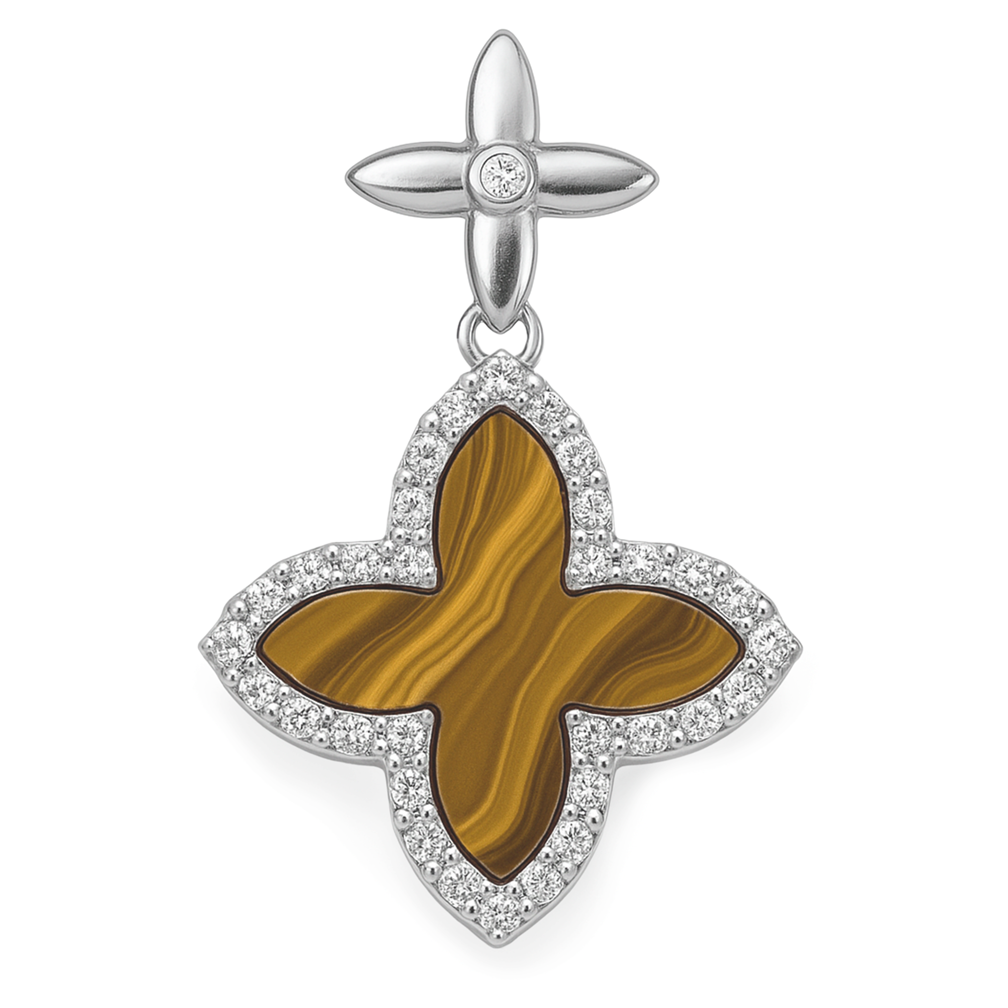 Dije Inspirado LV de 2.5cm con Piedras Naturales y Circonias Plata .925 con Baño de Rodio