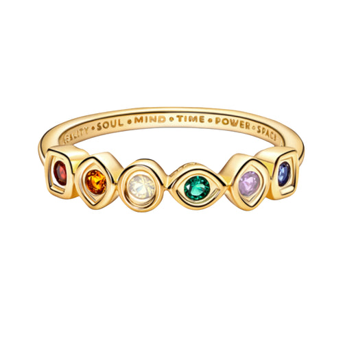Anillo Inspirado Pan 1.1 Marvel Circonias de Colores Plata .925 con Baño de Oro 18k