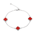 Pulsera Económica Delgada Hueca Flor Inspirada Van C Esmaltada Plata .925